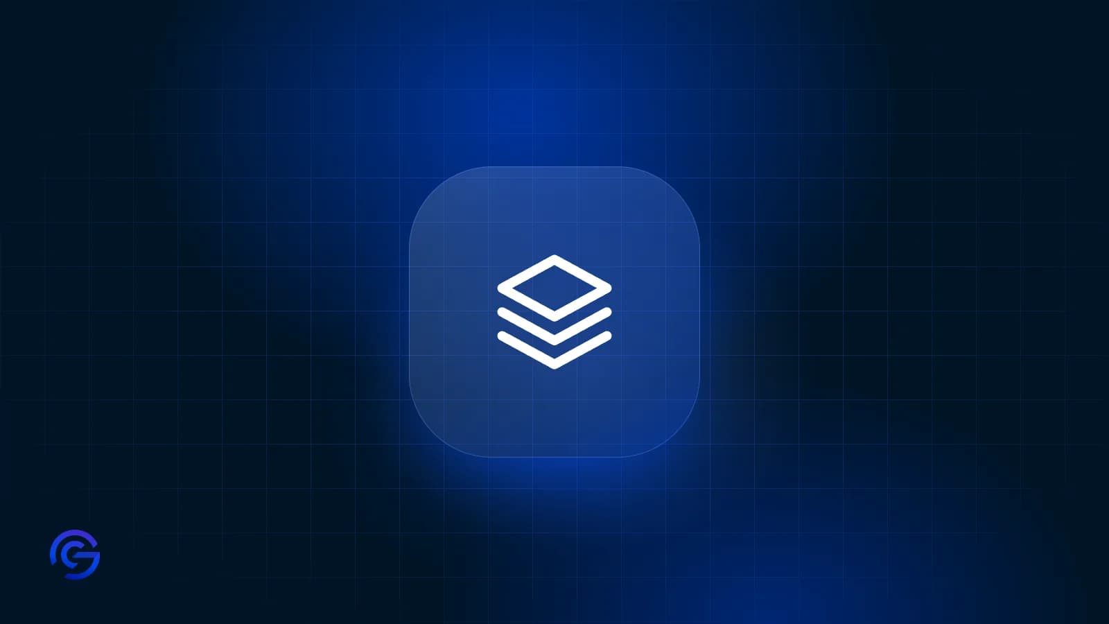 A layers icon on a dark blue background, the cover of an article about AI and brand identity.